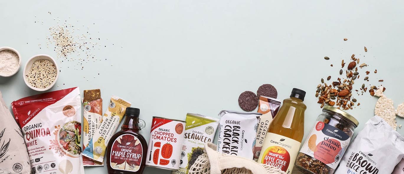 Organic pantry ingredients and everyday groceries