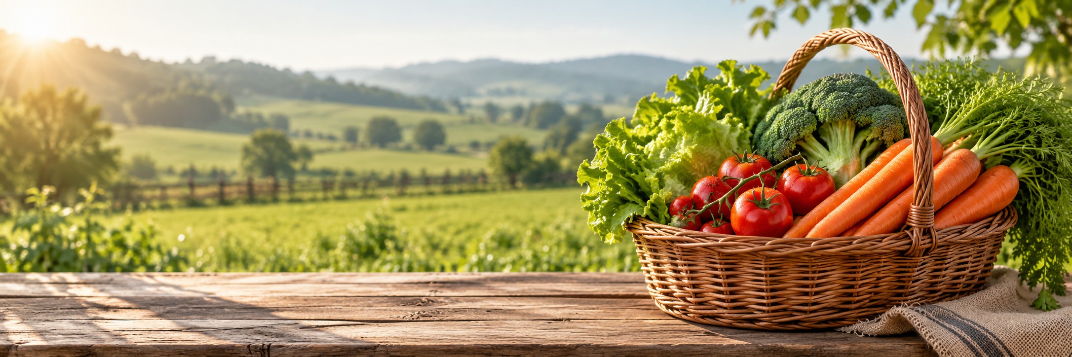 Basket of freshly harvested vegetables